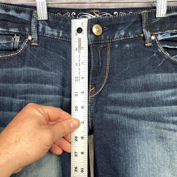 EXPRESS ZELDA Jean Legging Womens 12r Blue Whisker Slim Fit Ultra Low Rise - Picture 6 of 14